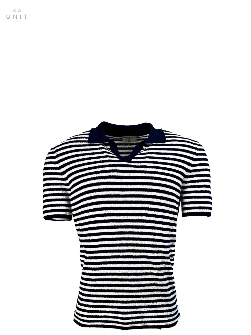 Never Laundry 57163/22101 Frottee Polo Streifen weiß/navy