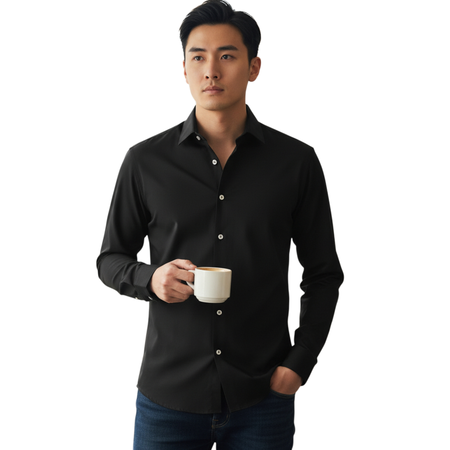 ソンリーサ、ファインジャージーシャツ、ブラック