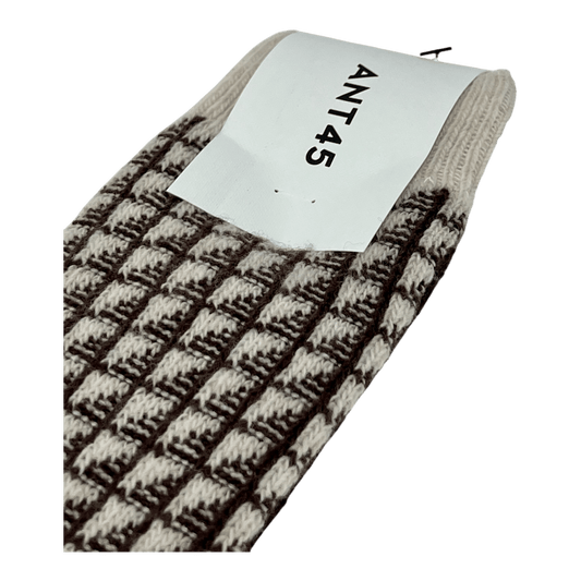 UNIT Hamburg - ANT45 TELDE Wollsocken – Hahnentritt aus Wolle & Baumwolle, braun - ANT45