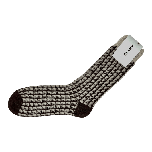 UNIT Hamburg - ANT45 TELDE Wollsocken – Hahnentritt aus Wolle & Baumwolle, braun - ANT45