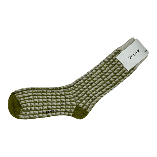 UNIT Hamburg - ANT45 TELDE Wollsocken – Hahnentritt aus Wolle & Baumwolle, grün - ANT45