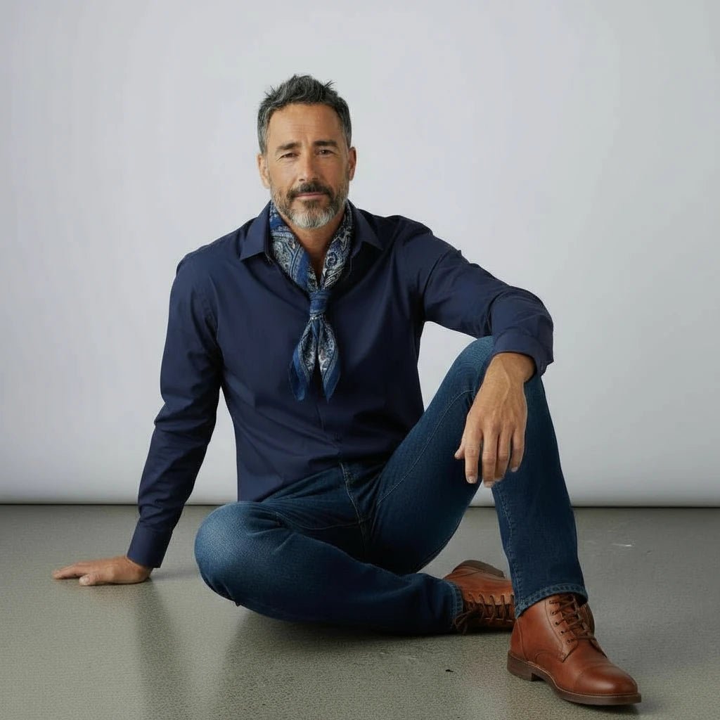 UNIT Hamburg - Ascot, Halstuch, Bandana, Mandala Wolle / Kaschmir / Seide, blau - Ascot