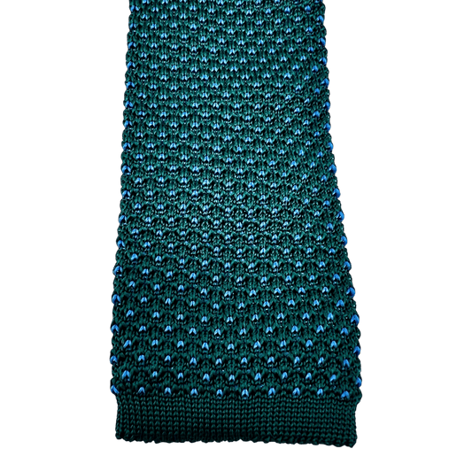 UNIT Hamburg - Ascot, Seidenstrickkrawatte bottlegreen–himmelblau - Ascot