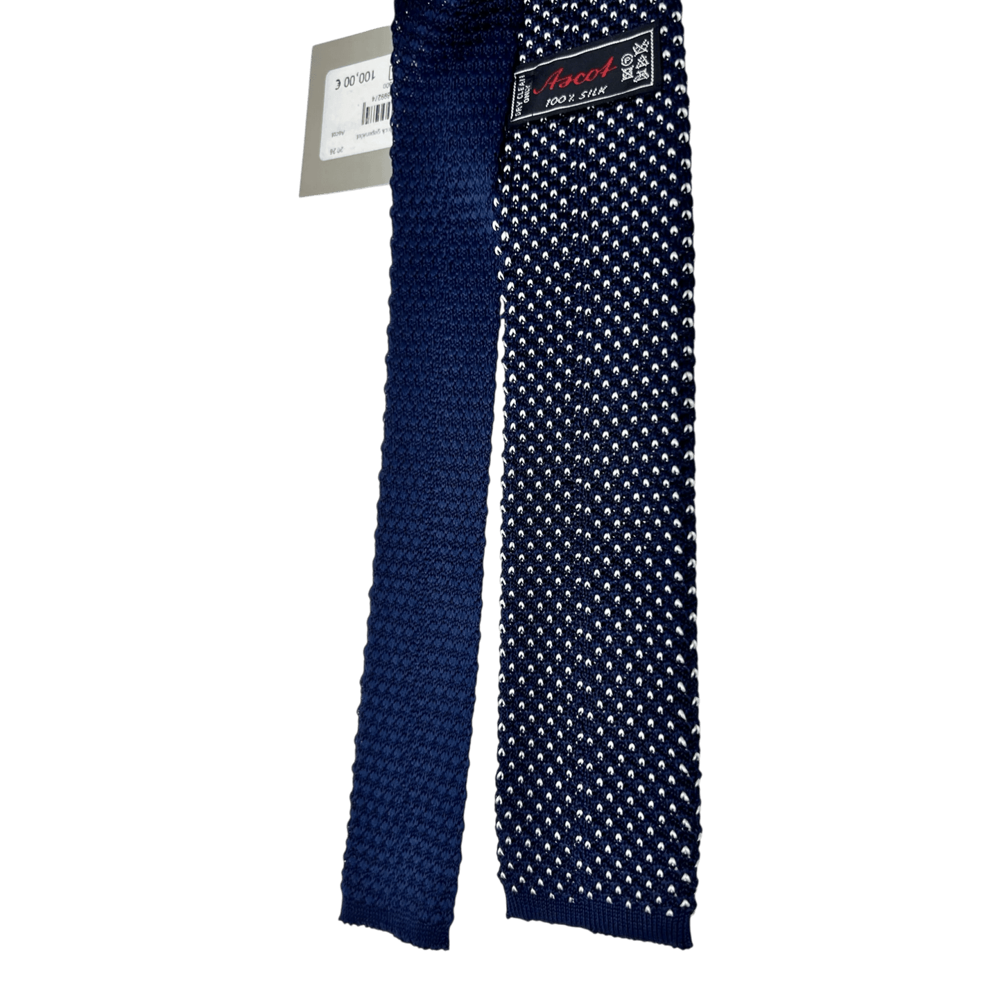 UNIT Hamburg - Ascot, Seidenstrickkrawatte, navy mit weißen Punkten - Ascot