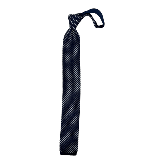 UNIT Hamburg - Ascot, Seidenstrickkrawatte, navy mit weißen Punkten - Ascot
