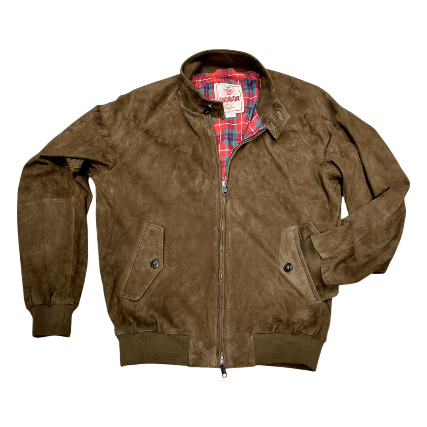 Baracuta, G9 Harrington, Velourleder Blouson, dark oliv - UNIT Hamburg