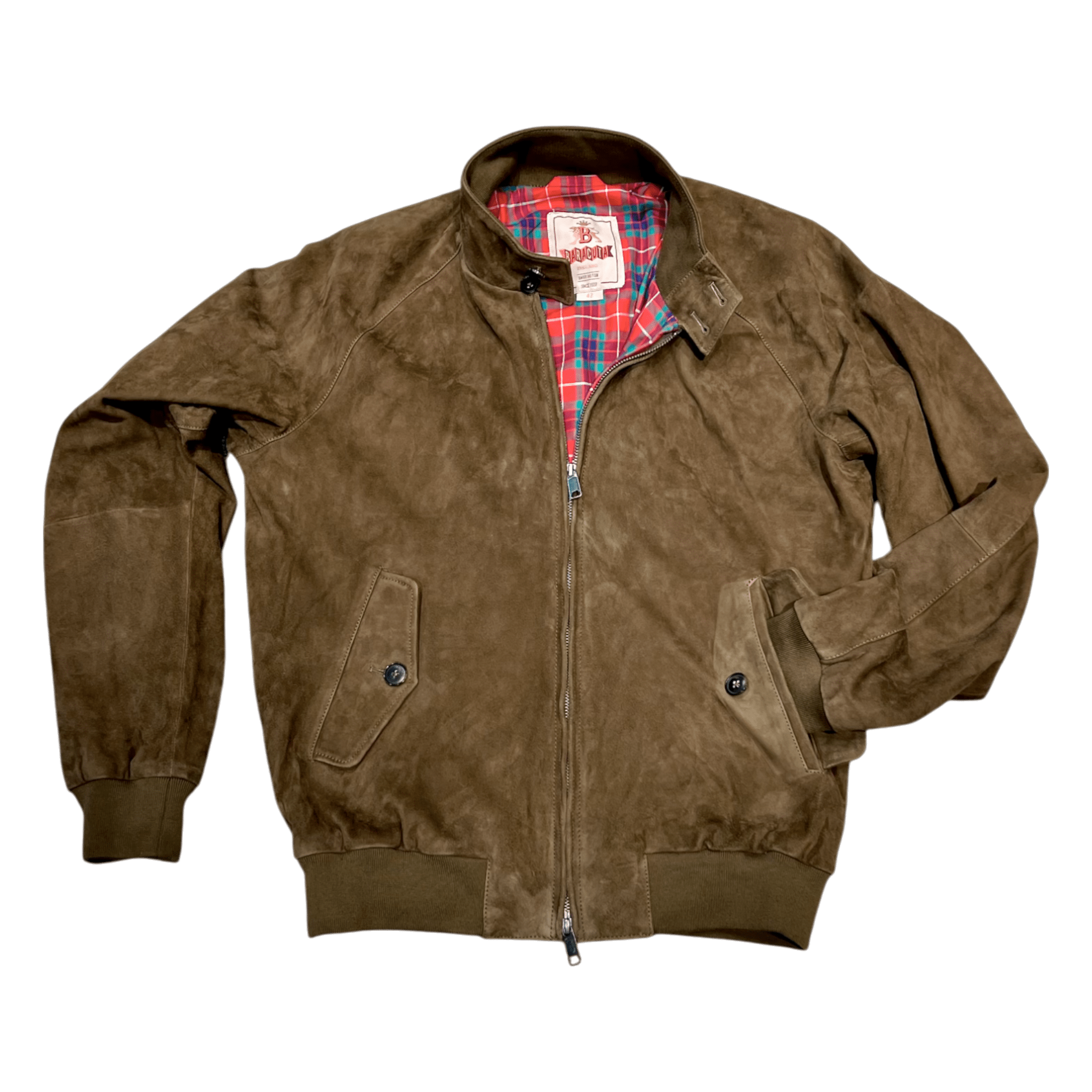 Baracuta, G9 Harrington, スエードレザーブルゾン, ダークオリーブ - UNIT Hamburg
