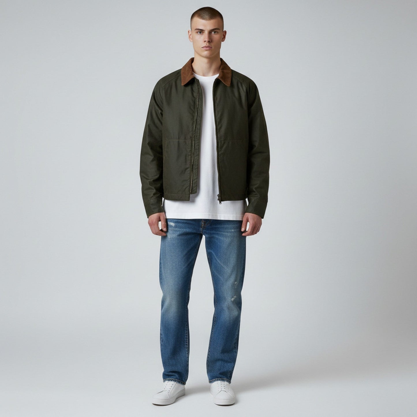 UNIT Hamburg - Brixtol Carter Waxed Jacket, Oliv mit hellem Kragen - Brixtol Textiles