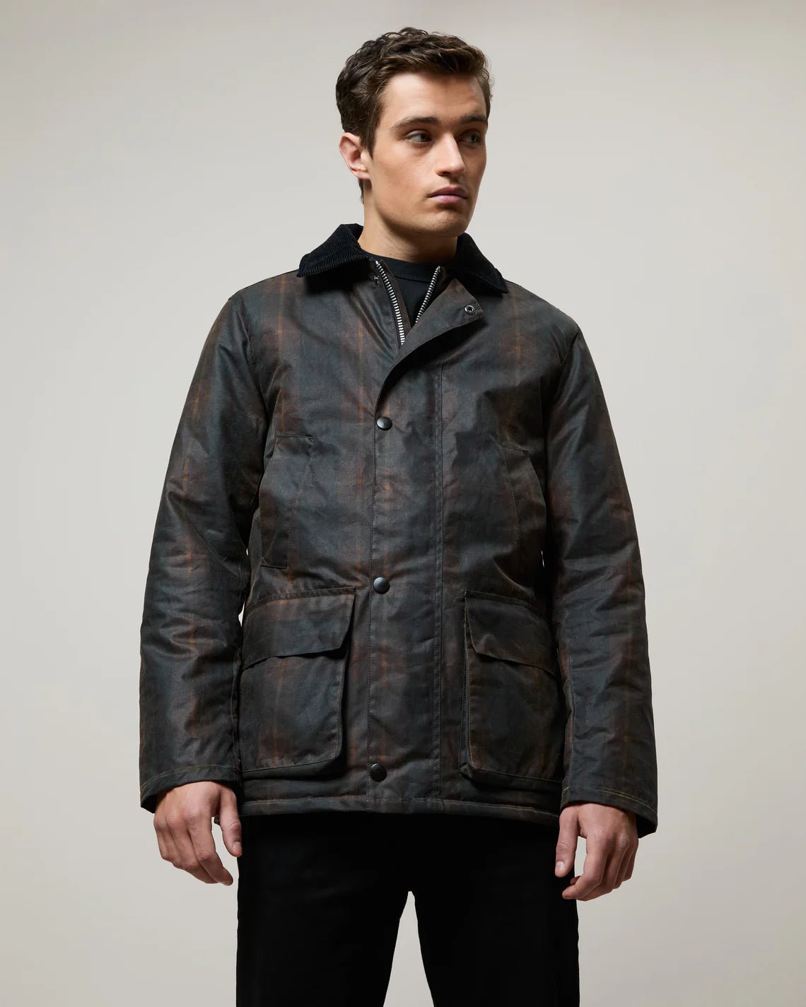 Brixtol, Curtis Waxed Jacket, braunes Karo - UNIT Hamburg