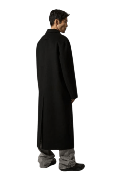 UNIT Hamburg - Brixtol Textiles, Hugo, langer Wollmantel, schwarz - Brixtol Textiles