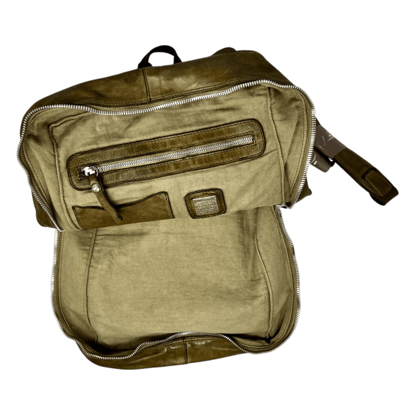 Campomaggi, Backpack, Courierbag, Kalbsleder oliv - beige - UNIT Hamburg