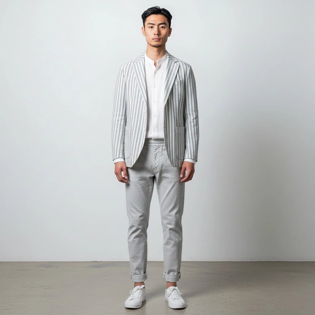 UNIT Hamburg - Circolo 1901, sommerliches Leinen Sakko gestreift, hellsand - Circolo 1901