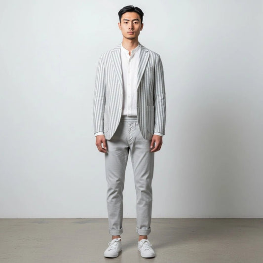 UNIT Hamburg - Circolo 1901, sommerliches Leinen Sakko gestreift, hellsand - Circolo 1901