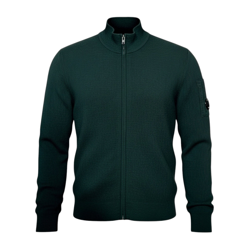 UNIT Hamburg - C.P. Company, Re - Wool Cardigan – mit Linse, grün - C.P. Company