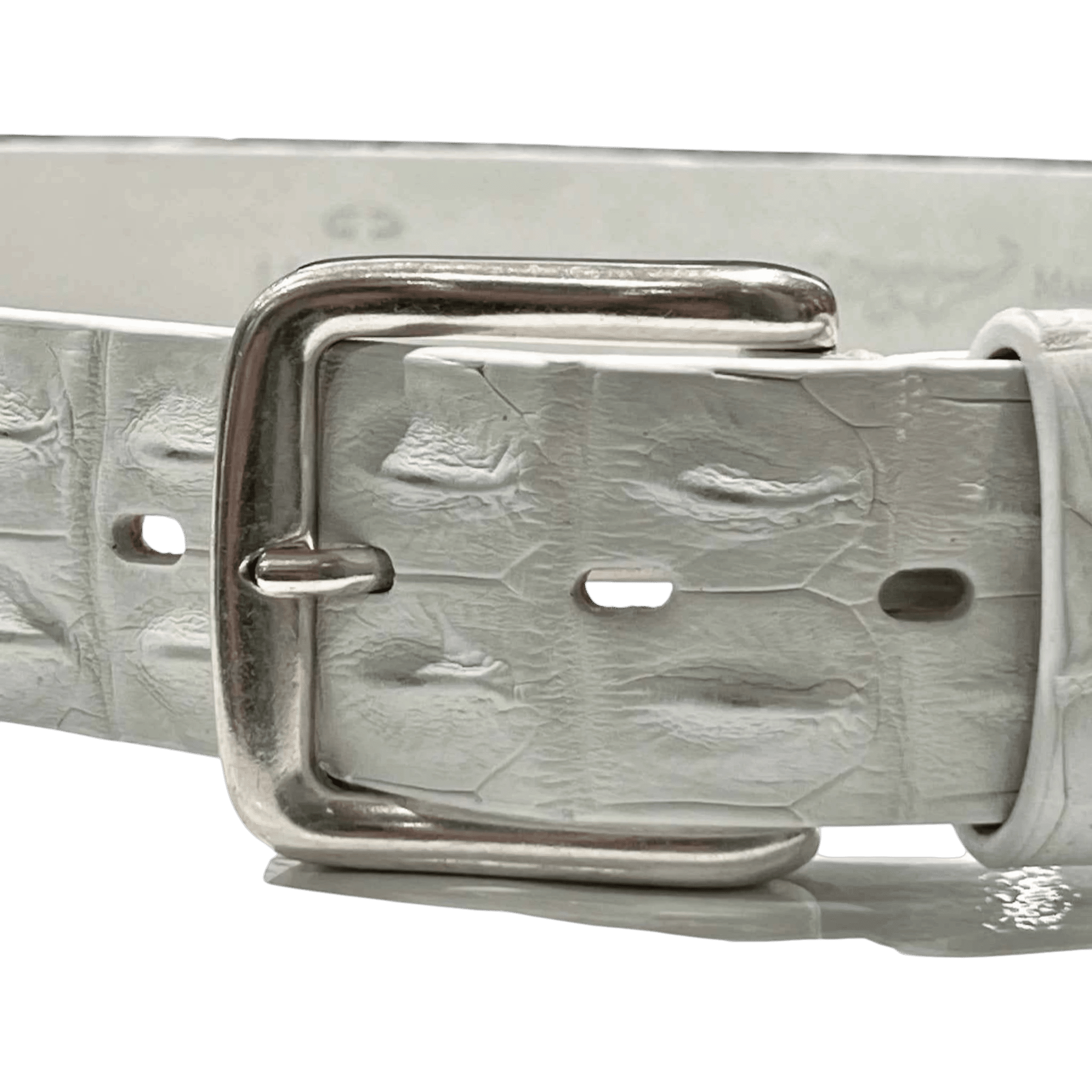 UNIT Hamburg - Fausto Colato Gürtel, Krokodil Rückenmitte, klinisch weiß, nur auf Bestellung - UNIT Hamburg