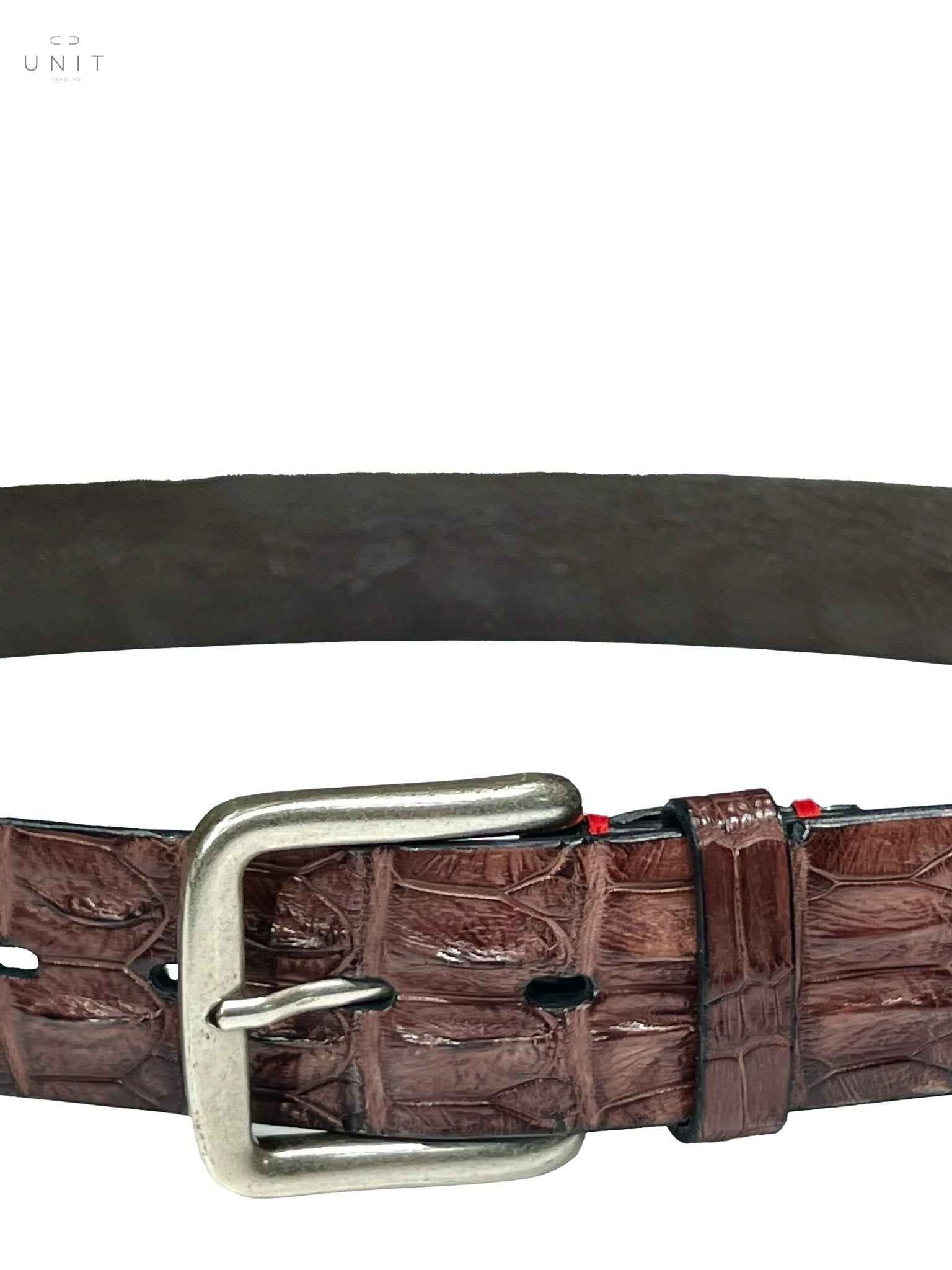 Fausto Colato, cintura centrale con retro in coccodrillo, marrone - UNIT Hamburg