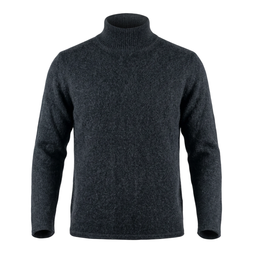 Roberto Collina, Merino / Baby Kamel, Stehkragen, schwarz