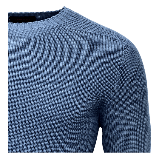 Gran Sasso, Rainwool Rundhals, denimblau - UNIT Hamburg