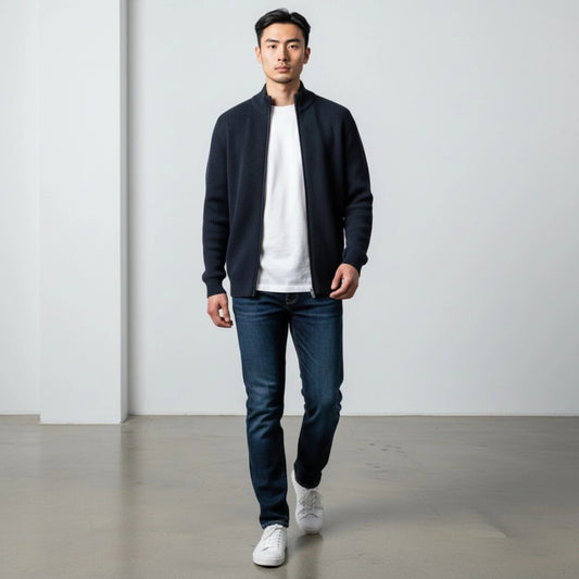 UNIT Hamburg - Gran Sasso, Rainwool Strickjacke, navy - Gran Sasso