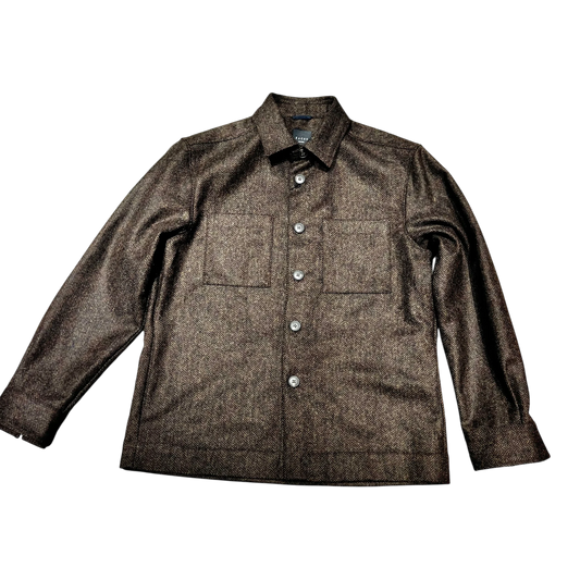 Xacus 169ML 31441 Unfold Harringbone Wool Overshirt, schwarzbraun