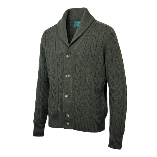 Gran Sasso Shetland Cardigan in Moosgrün