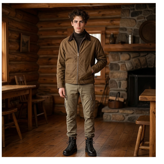 Brixtol Textiles, Carter, kurze Wachsjacke, dunkelbeige