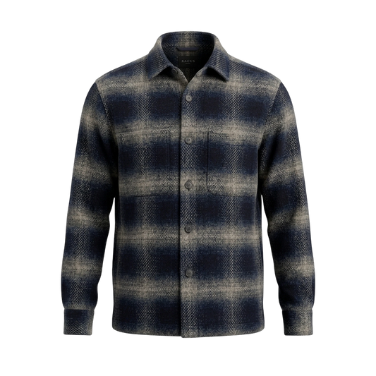 Xacus, Overshirt, Shetland-Wolle, Blau-Beige