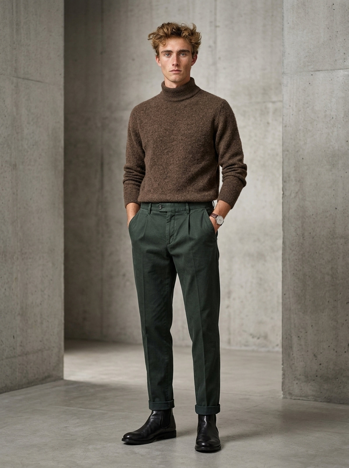 Roberto Collina, Merino / Baby Kamel Stehkragen, corteccia braun