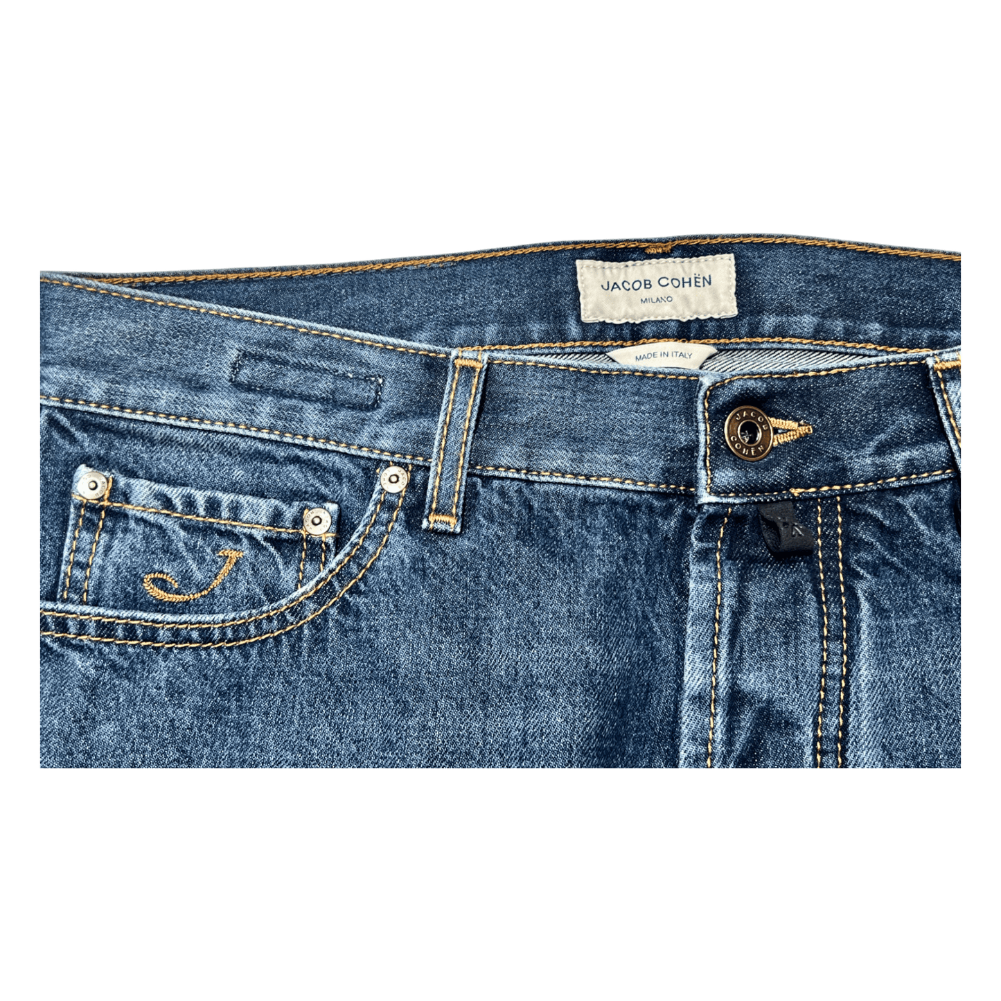 UNIT Hamburg - Jacob Cohën, Modell Sean, mustard label, denim blau - Jacob Cohën