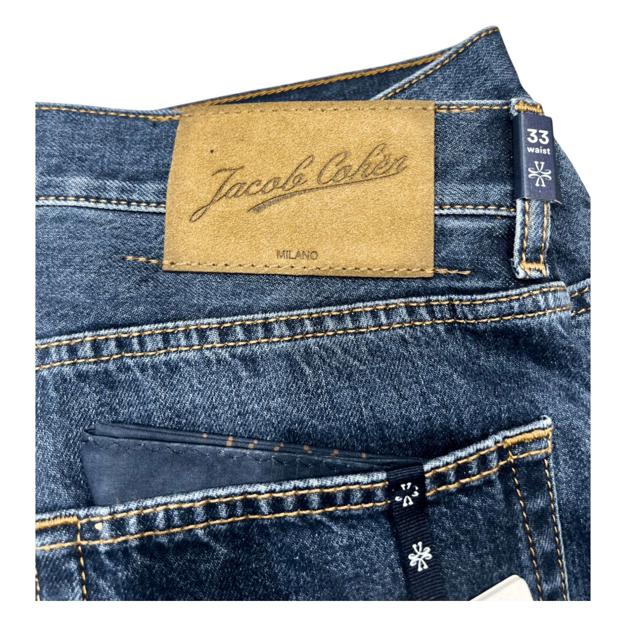 UNIT Hamburg - Jacob Cohën, Modell Sean, mustard label, denim blau - Jacob Cohën