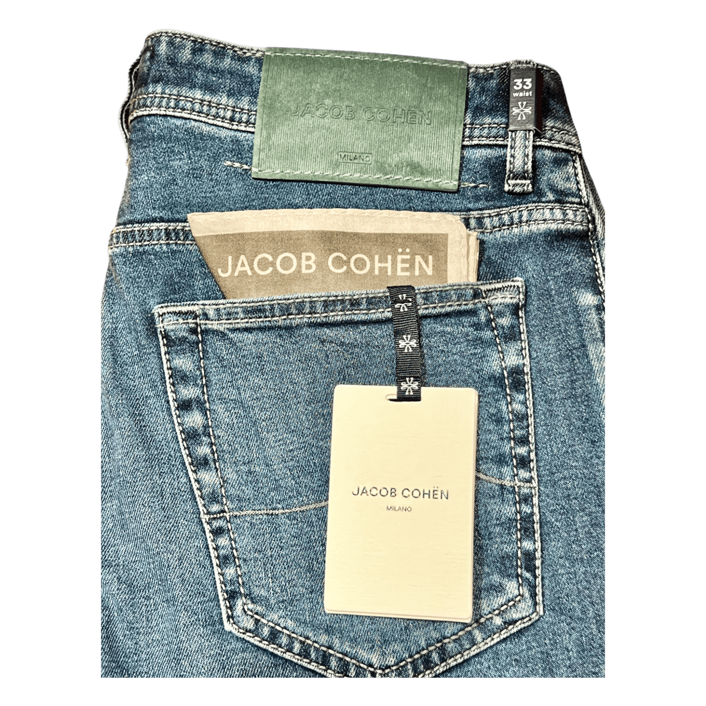 UNIT Hamburg - Jacob Cohën, Nick Slim, Label jade grün, midblu - Jacob Cohën