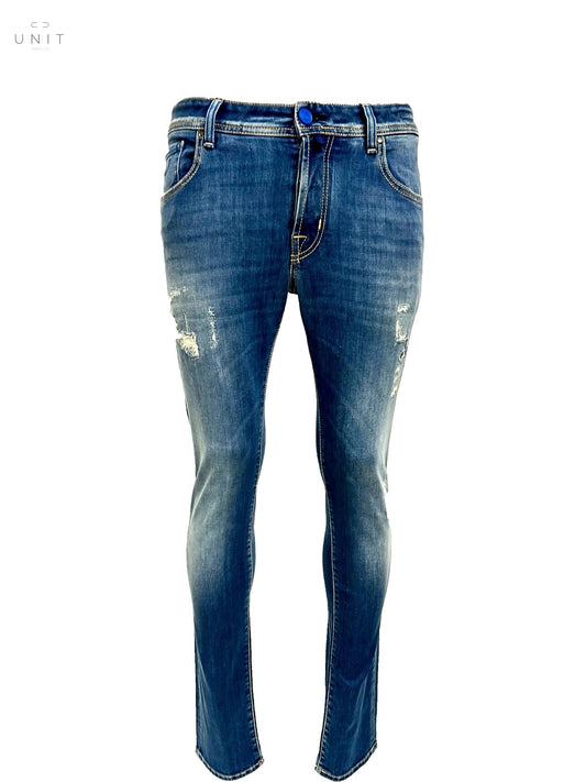 Jacob Cohen, Nick slim, night blue label, distressed, mid blue - UNIT Hamburg