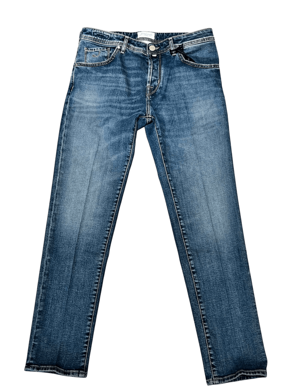 UNIT Hamburg - Jacob Cohën, Scott, light blue denim, pale green Label - Jacob Cohën