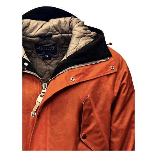 UNIT Hamburg - Manifatture Ceccarelli, New Fisherman Parka, gewachste Baumwolle, orange - Ceccarelli