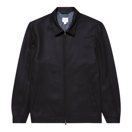 Veste Harrington zippée Sunspel MJAC7200 en laine bouillie