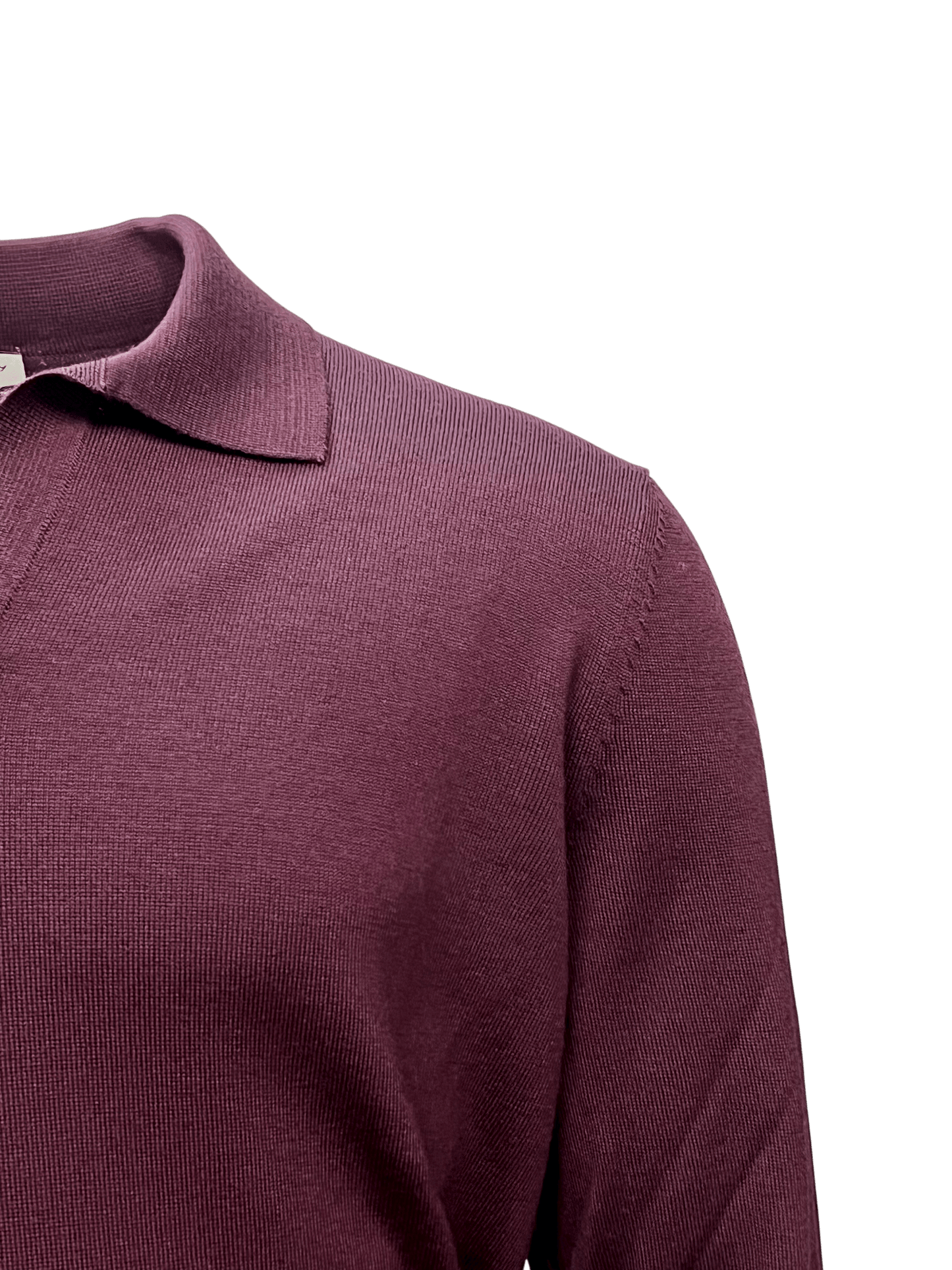 UNIT Hamburg - Never Laundry, Merino Polo ohne Knopf, Langarm, burgunder - Never Laundry