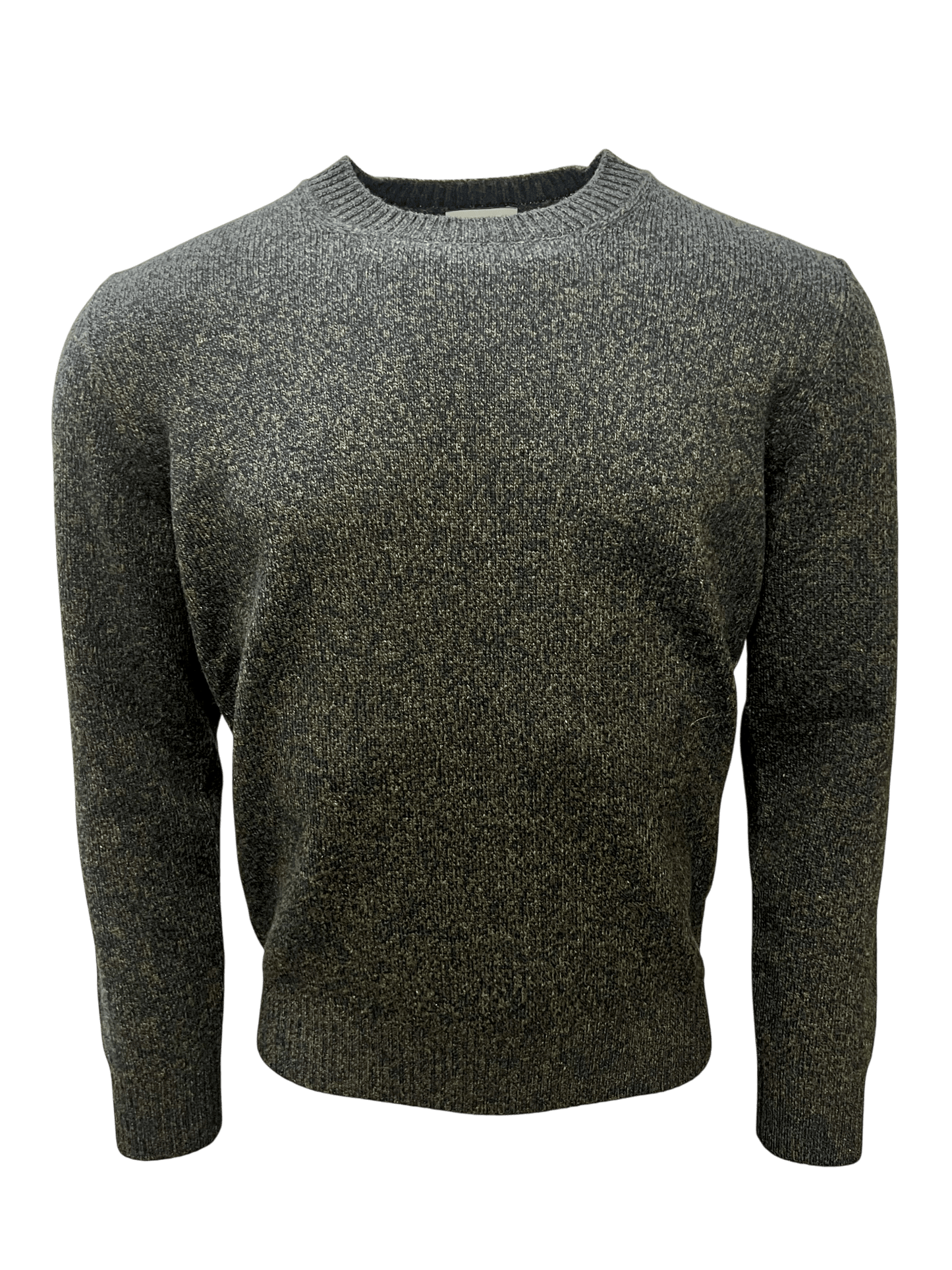 UNIT Hamburg - Never Laundry Merino Rundhals melange oliv - schwarz - Never Laundry