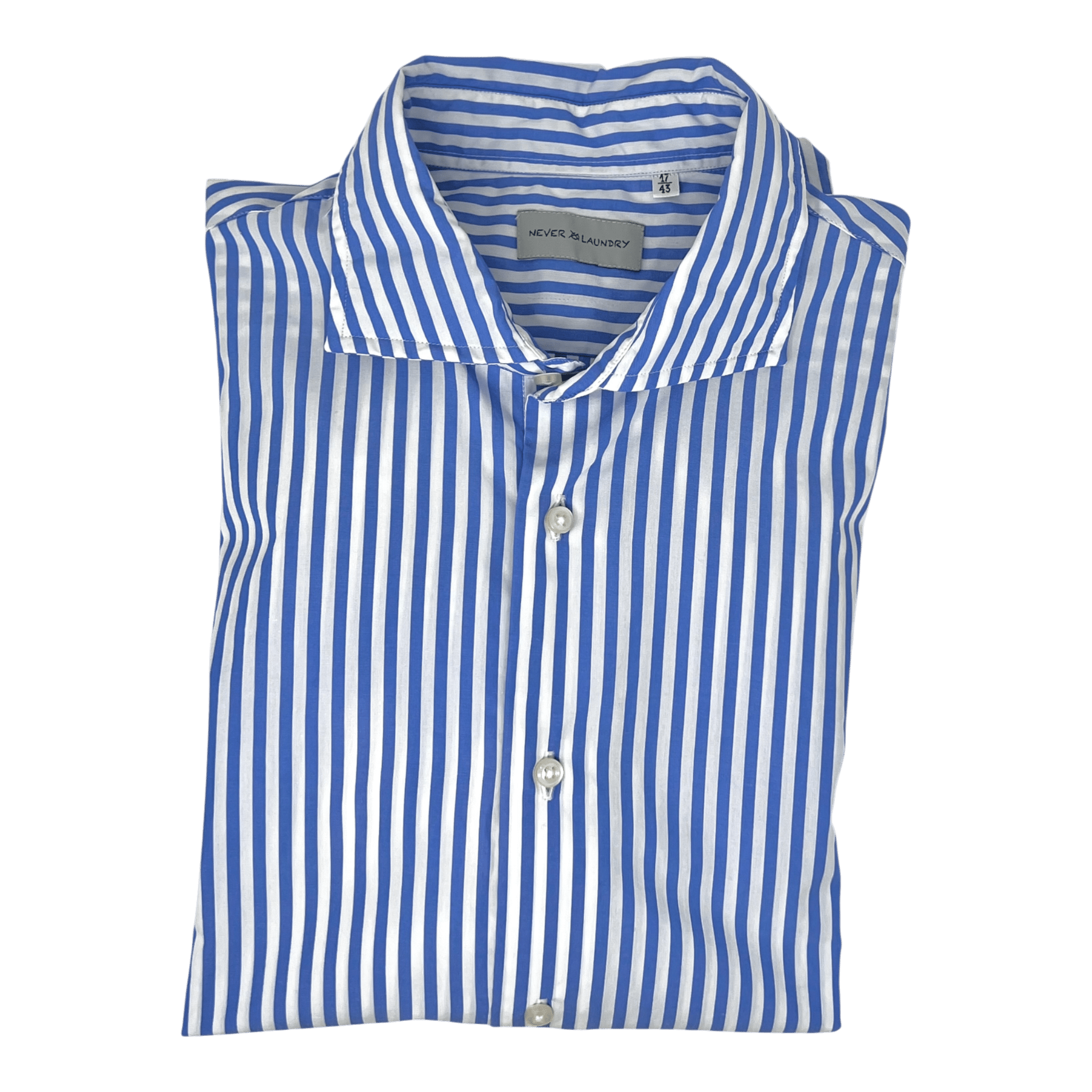 UNIT Hamburg - Never Laundry, Slim Fit, Baumwolle, weiß roylblau gestreift - Never Laundry