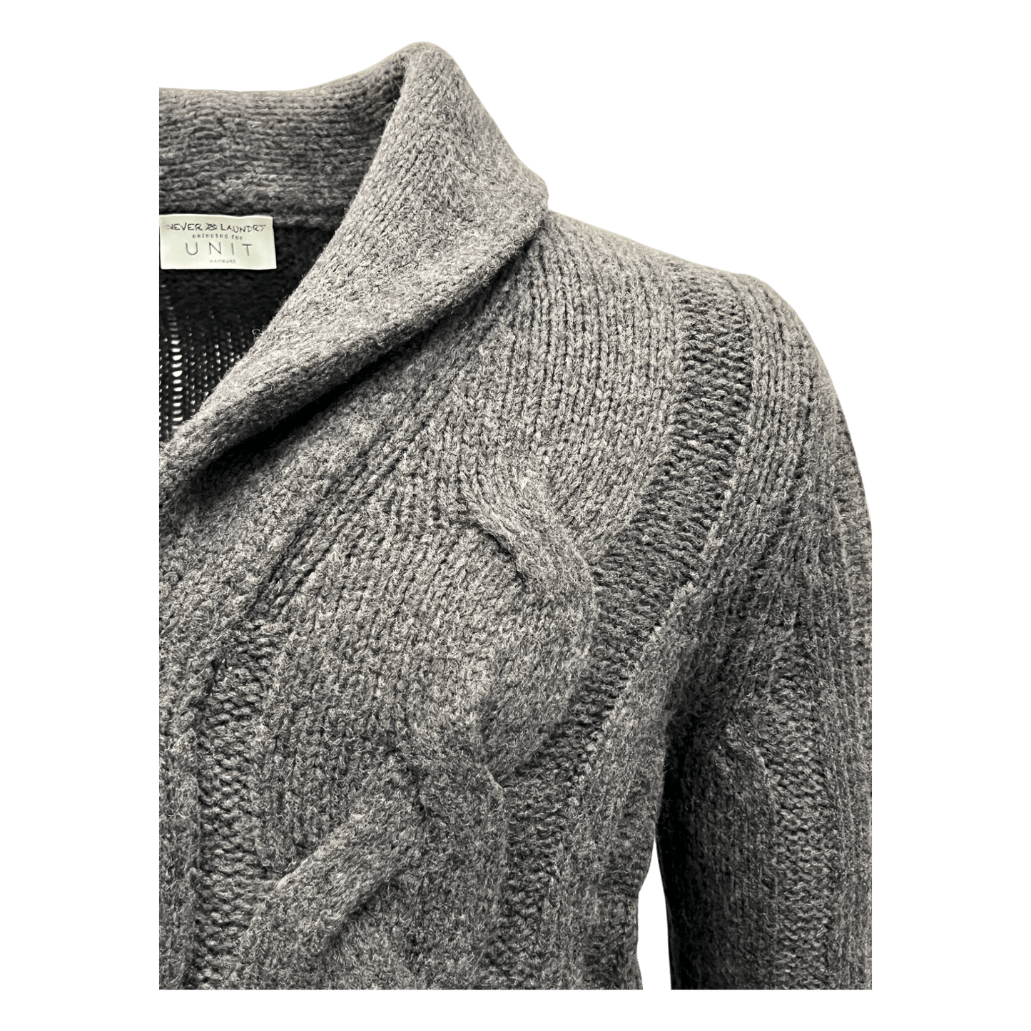 UNIT Hamburg - Never Laundry Zopfstrick Schalkragenjacke antra - Never Laundry