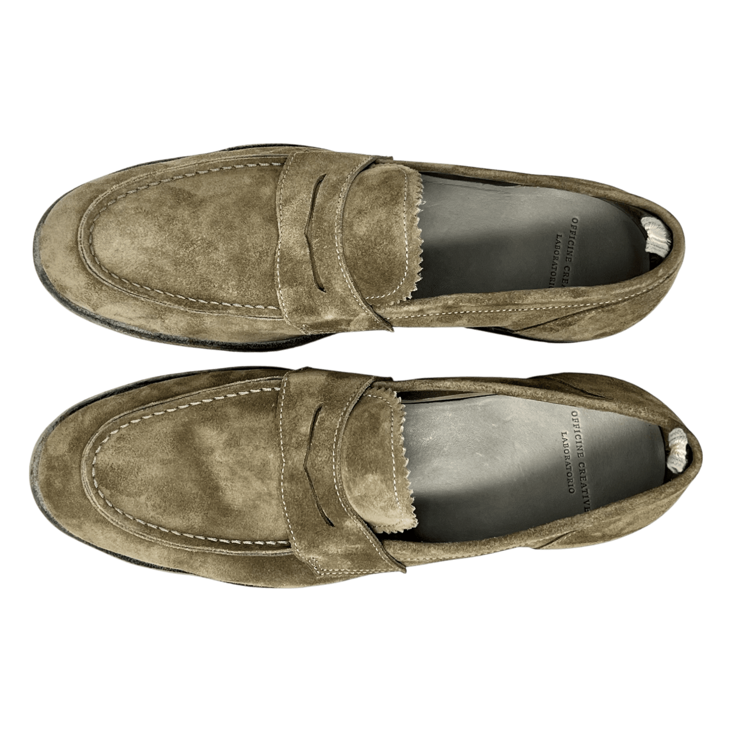 Officine Creative, Velour Loafer, Ledersohle, olivbeige - UNIT Hamburg