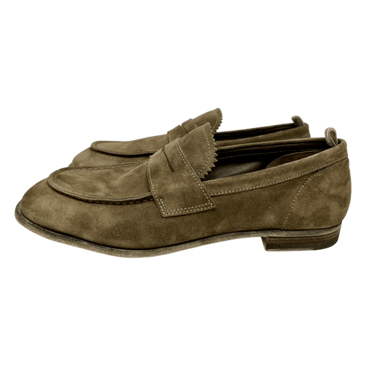 Officine Creative, Velour Loafer, Ledersohle, olivbeige - UNIT Hamburg