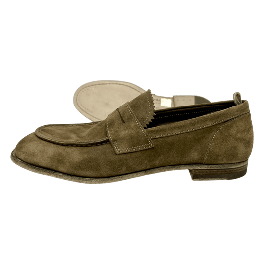 Officine Creative, Velour Loafer, Ledersohle, olivbeige - UNIT Hamburg