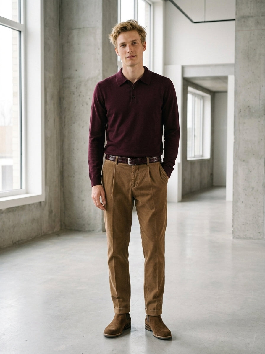 Roberto Collina Poloshirt aus Merinowolle, dunkles Rot