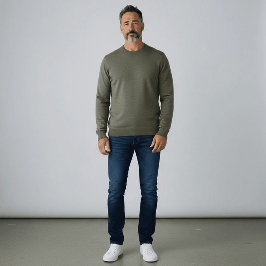 UNIT Hamburg - Roberto Collina, Merino Stehkragenpullover, militare grün - Roberto Collina