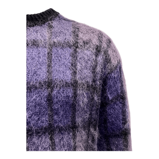 UNIT Hamburg - Roberto Collina, Mohair Rundhals, lila Karo - Roberto Collina
