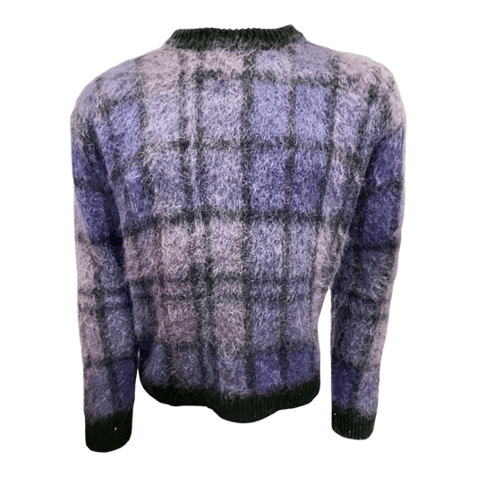 UNIT Hamburg - Roberto Collina, Mohair Rundhals, lila Karo - Roberto Collina