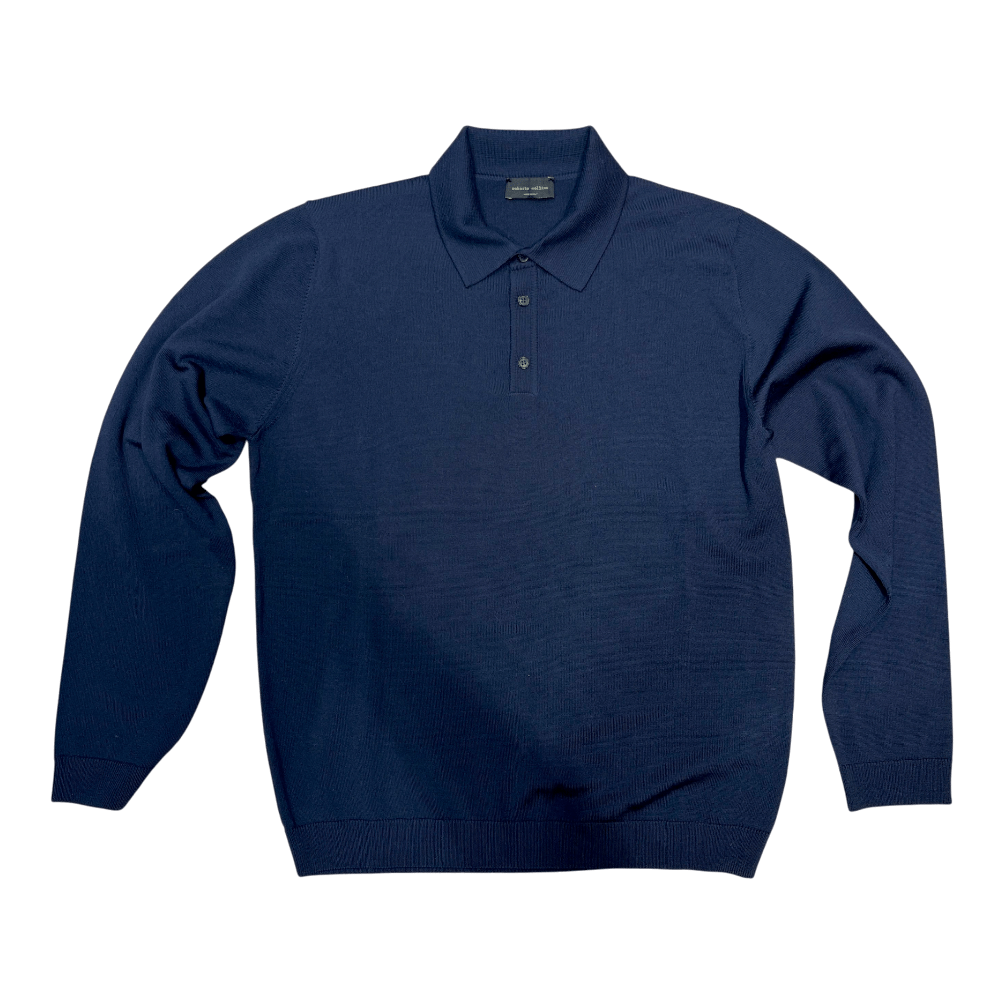 UNIT Hamburg - Roberto Collina Polo Strickhemd Herren – Langarm, dunkelblau - Roberto Collina