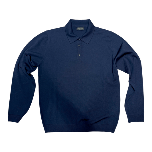 UNIT Hamburg - Roberto Collina Polo Strickhemd Herren – Langarm, dunkelblau - Roberto Collina