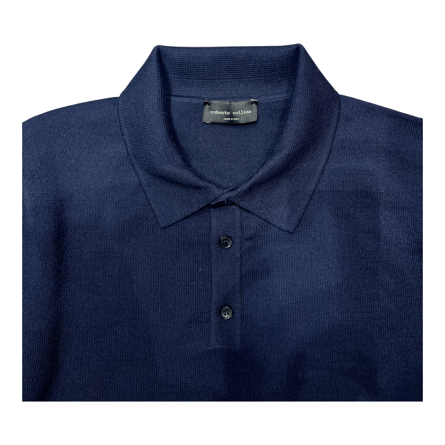 UNIT Hamburg - Roberto Collina Polo Strickhemd Herren – Langarm, dunkelblau - Roberto Collina