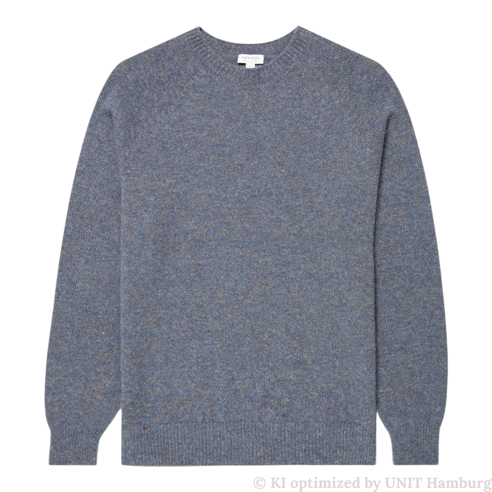 Watermarked - Sunspel Lambswool Crew Neck Denim Twist